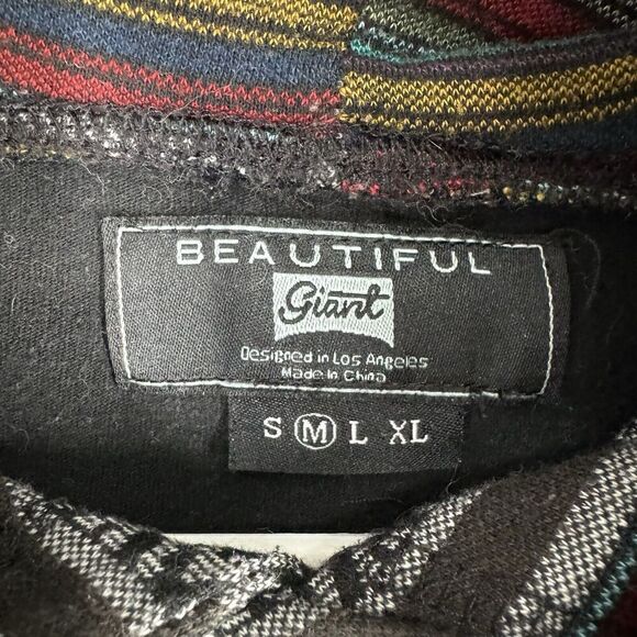 Beautiful Giant Hoodie Mens Medium Black Muti Pullover Aztec Print Short Sleeve - Picture 5 of 13